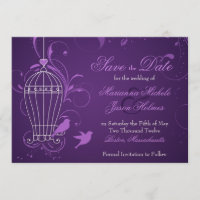 Fantasy Birdcage & Wirbel Eggplant Save the Date