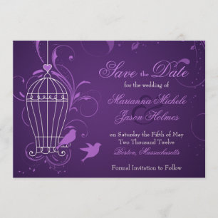 Fantasy Birdcage & Wirbel Eggplant Save the Date