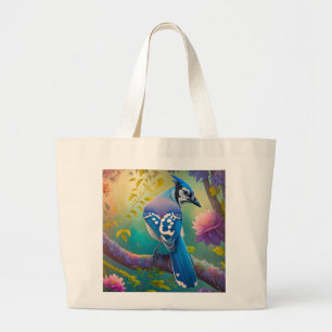 Fantasy Birds Blue Jay Jumbo Stoffbeutel