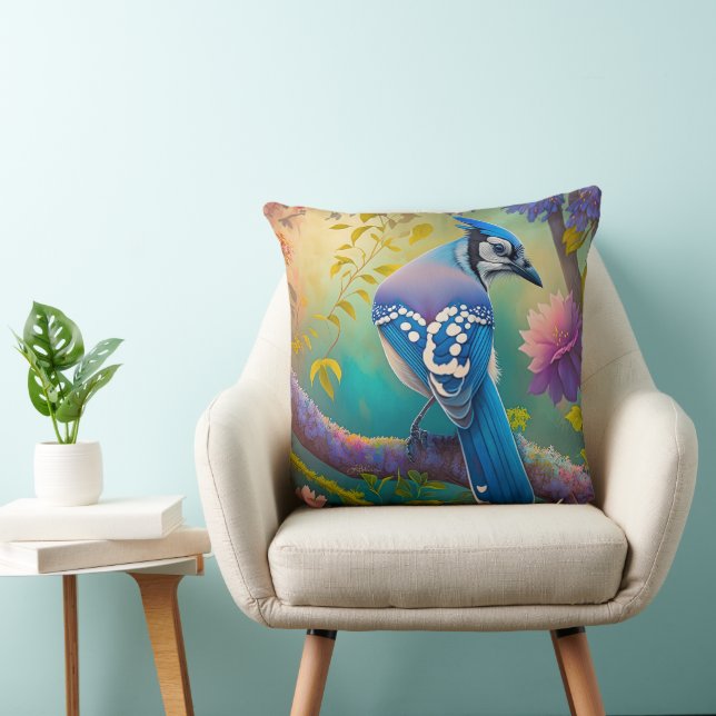 Fantasy Birds Blue Jay Kissen (Stuhl )