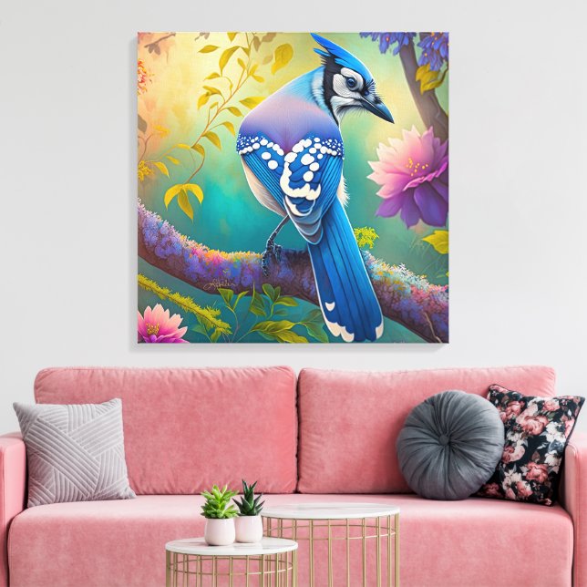 Fantasy Birds Blue Jay Leinwanddruck (Insitu (Wohnzimmer))