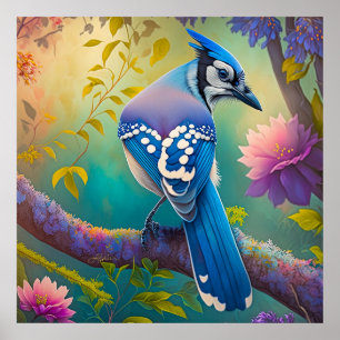 Fantasy Birds Blue Jay Poster