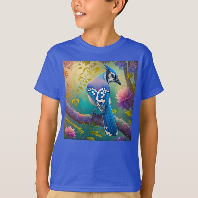 Fantasy Birds Blue Jay T-Shirt (Vorderseite)