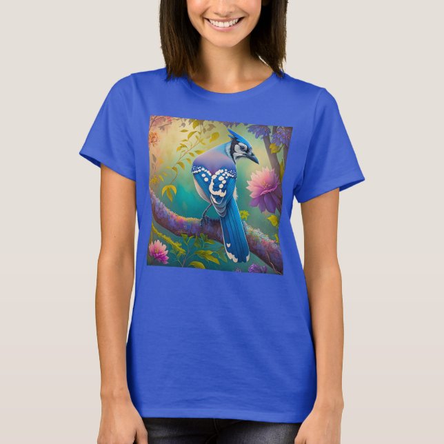 Fantasy Birds Blue Jay T-Shirt (Vorderseite)