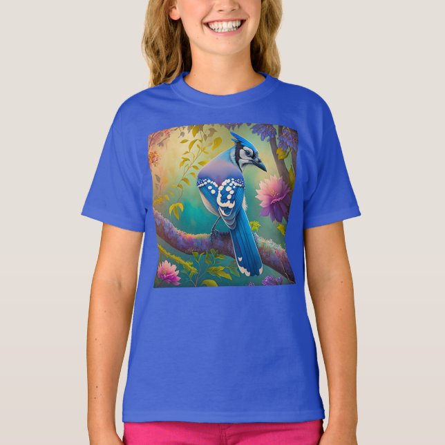 Fantasy Birds Blue Jay T-Shirt (Vorderseite)