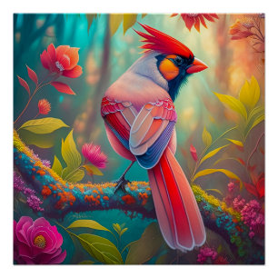 Fantasy Birds Männlicher Kardinal Poster