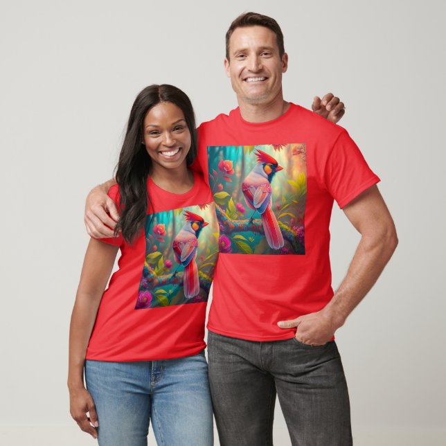 Fantasy Birds Männlicher Kardinal T-Shirt (Unisex)