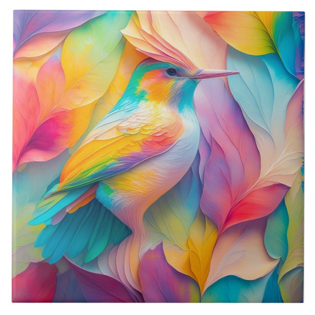 Fantasy Birds Silk Bird Fliese (Vorderseite)