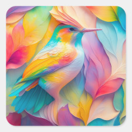 Fantasy Birds Silk Bird Quadratischer Aufkleber