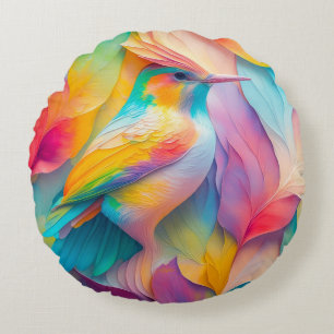 Fantasy Birds Silk Bird Rundes Kissen
