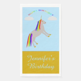 Fantasy Birthday Unicorn Regenbogen und Wolken Cus Serviette