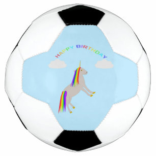 Fantasy Birthday Unicorn Regenbogen und Wolken Fußball