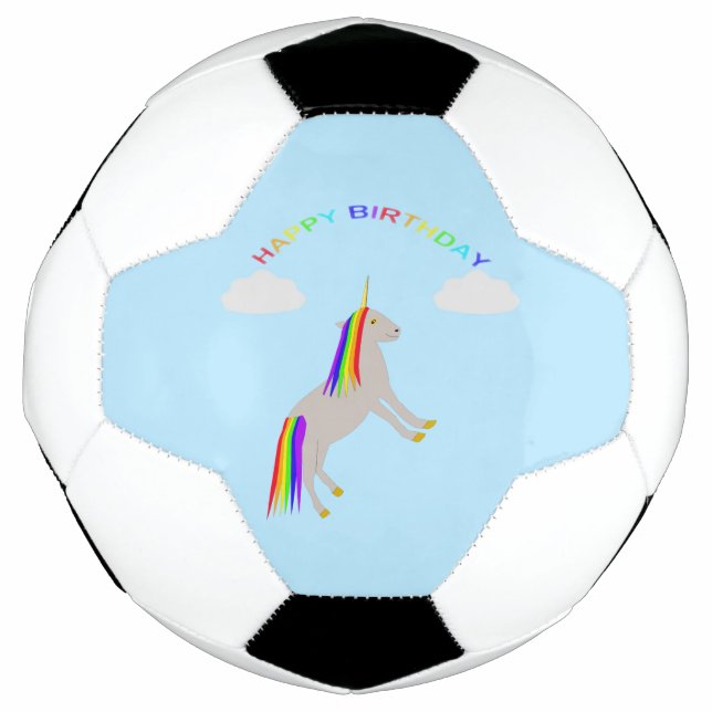 Fantasy Birthday Unicorn Regenbogen und Wolken Fußball (Vorderseite)