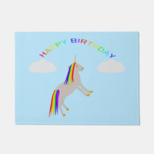 Fantasy Birthday Unicorn Regenbogen und Wolken Fußmatte