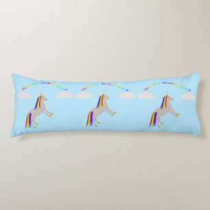 Fantasy Birthday Unicorn Regenbogen und Wolken Seitenschläferkissen