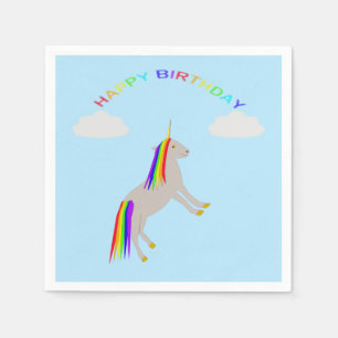 Fantasy Birthday Unicorn Regenbogen und Wolken Serviette