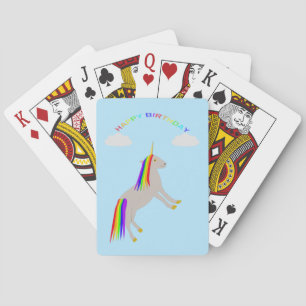 Fantasy Birthday Unicorn Regenbogen und Wolken Spielkarten