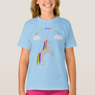 Fantasy Birthday Unicorn Regenbogen und Wolken T-Shirt