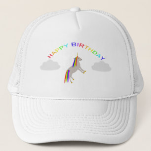 Fantasy Birthday Unicorn Regenbogen und Wolken Truckerkappe