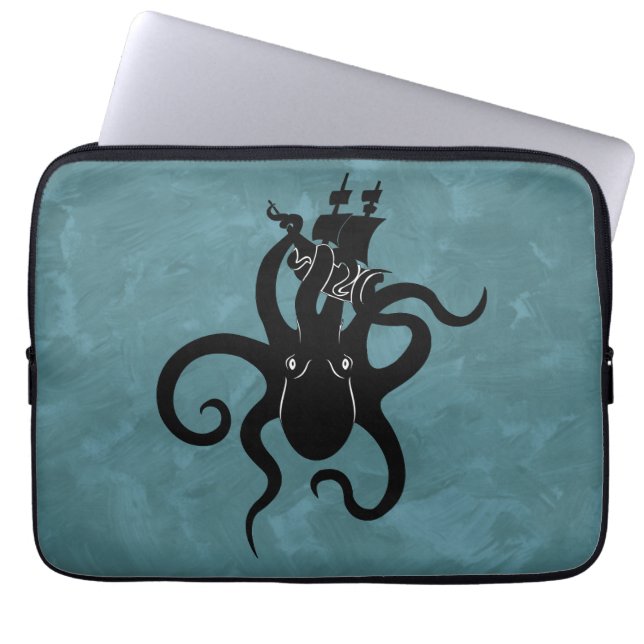 Fantasy Black and Blue Kraken aus dem Tiefen Meer Laptopschutzhülle (Vorderseite)