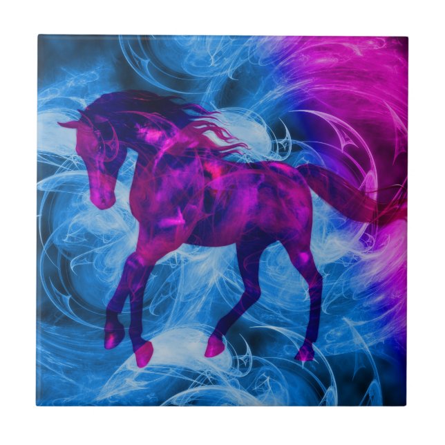 Fantasy Black Horse Animal Art Fliese (Vorderseite)