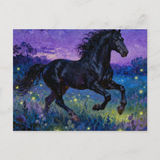 Fantasy Black Horse Postcard Postkarte