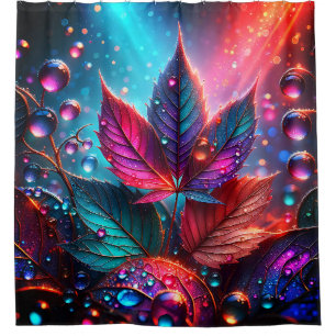 "Fantasy-Blätter: Dew-Kissed Elegance Duschvorhang