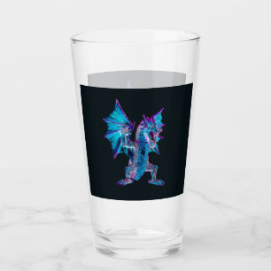 Fantasy Blaue Feuer Drache Episch Mythischer Drach Glas