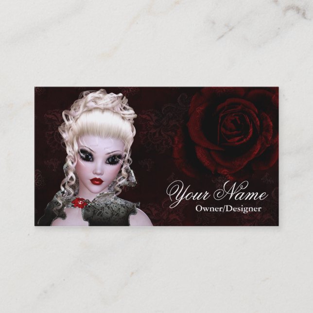 Fantasy Blonde Dark Gothic Style Business Card 3 Visitenkarte (Vorderseite)