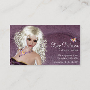 Fantasy Blonde Woman Butterfly Business Card Visitenkarte