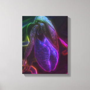 Fantasy Blue Abstrakt Lady Slipper Blume Art Leinwanddruck