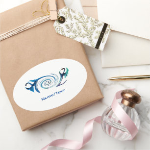 Fantasy Blue Dragons Mystical Custom Ovaler Aufkleber