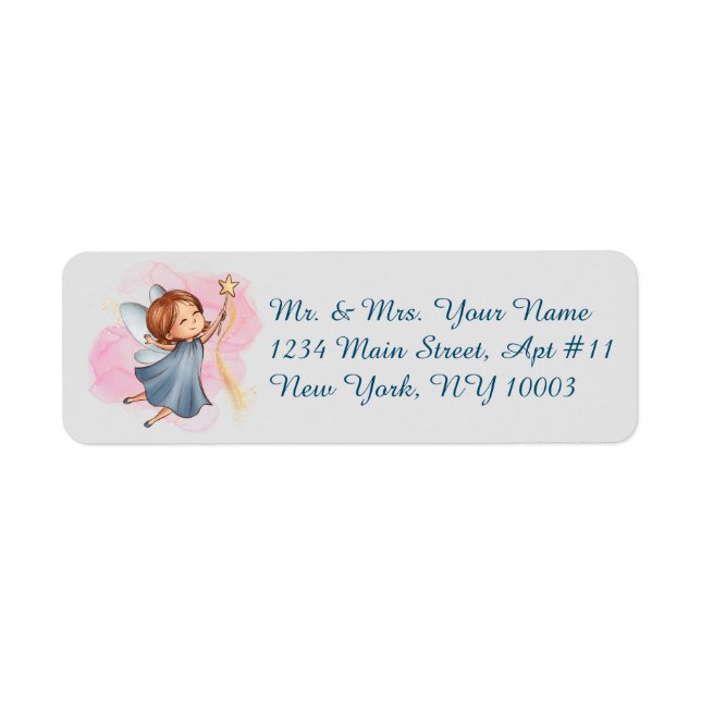 Fantasy Blue Fairy Light Gray Address Labels (Vorne)