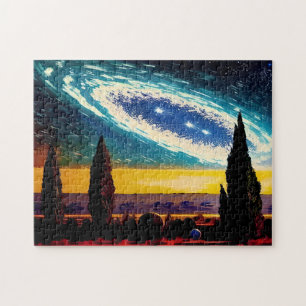 Fantasy Blue Galaxy und Yellow Sky Puzzle