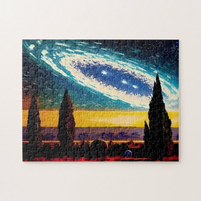 Fantasy Blue Galaxy und Yellow Sky Puzzle (Horizontal)