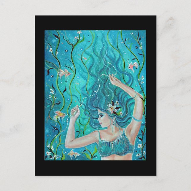 Fantasy Blue Mermaid Postkarte von René (Vorderseite)