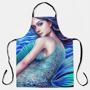 Fantasy Blue Ocean Waves Meerjungfrau Abstrakte Ku Schürze