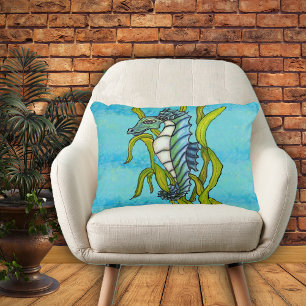 Fantasy Blue Sea Dragon Seepferd Seetang Dekokissen