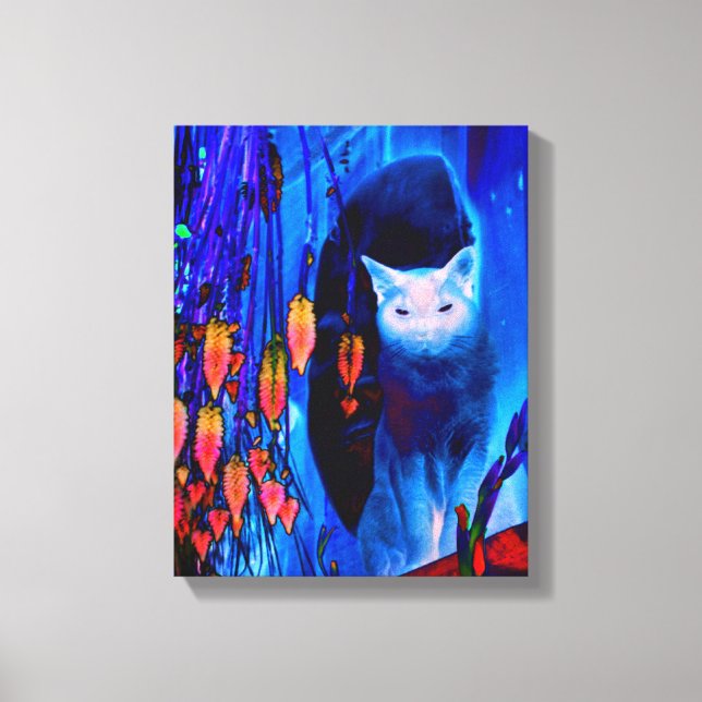 Fantasy Blue Siamese Cat Abstrakt Animal Art Leinwanddruck (Vorderseite)