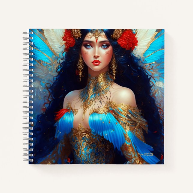 Fantasy Blue Water Fairy Meerjungfrau Notizbuch (Vorderseite)