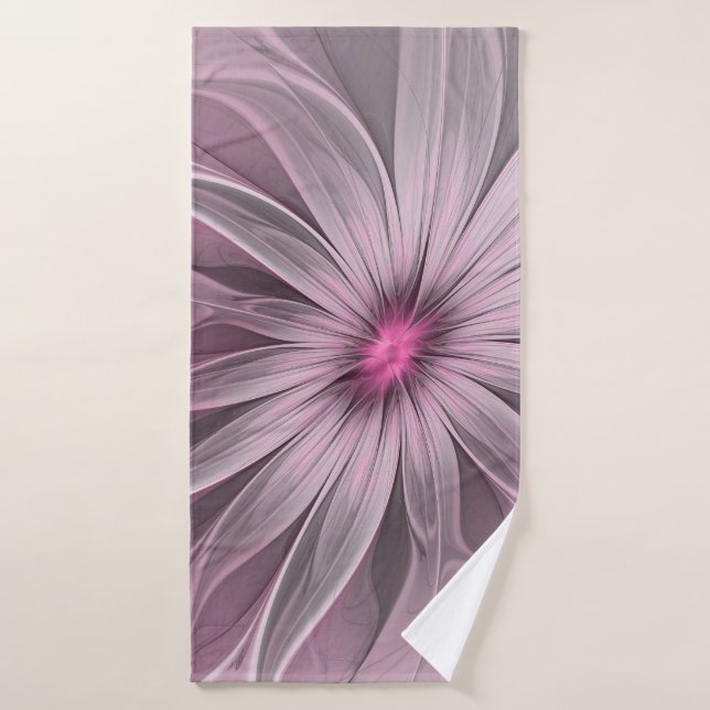 Fantasy Blume Abstrakt Plum Flora Fraktal Kunst Badehandtuch (Badehandtuch)