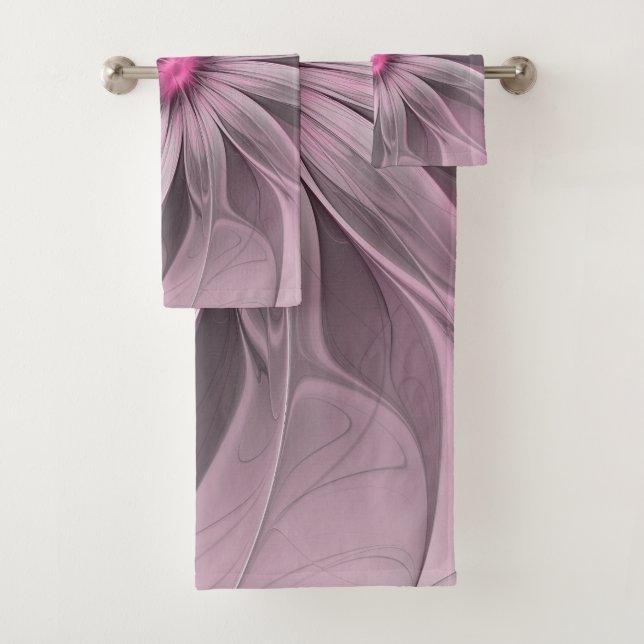 Fantasy Blume Abstrakt Plum Flora Fraktal Kunst Badhandtuch Set (Insitu)