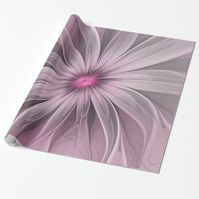 Fantasy Blume Abstrakt Plum Flora Fraktal Kunst Geschenkpapier (Ungerollt)