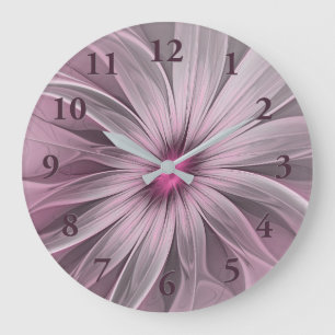 Fantasy Blume Abstrakt Plum Flora Fraktal Kunst Große Wanduhr