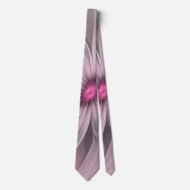Fantasy Blume Abstrakt Plum Flora Fraktal Kunst Krawatte (Vorderseite)