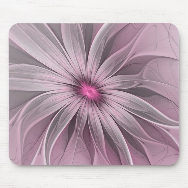 Fantasy Blume Abstrakt Plum Flora Fraktal Kunst Mousepad (Vorne)