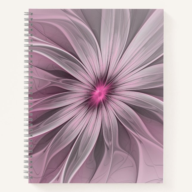 Fantasy Blume Abstrakt Plum Flora Fraktal Kunst Notizbuch (Vorderseite)