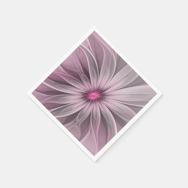 Fantasy Blume Abstrakt Plum Flora Fraktal Kunst Serviette (Ecke)