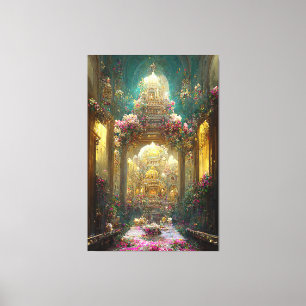 Fantasy Blume Church - Wrapped Canvas Leinwanddruck