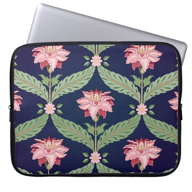 Fantasy-Blume: Dunkle indische Motive Laptopschutzhülle (Vorderseite)